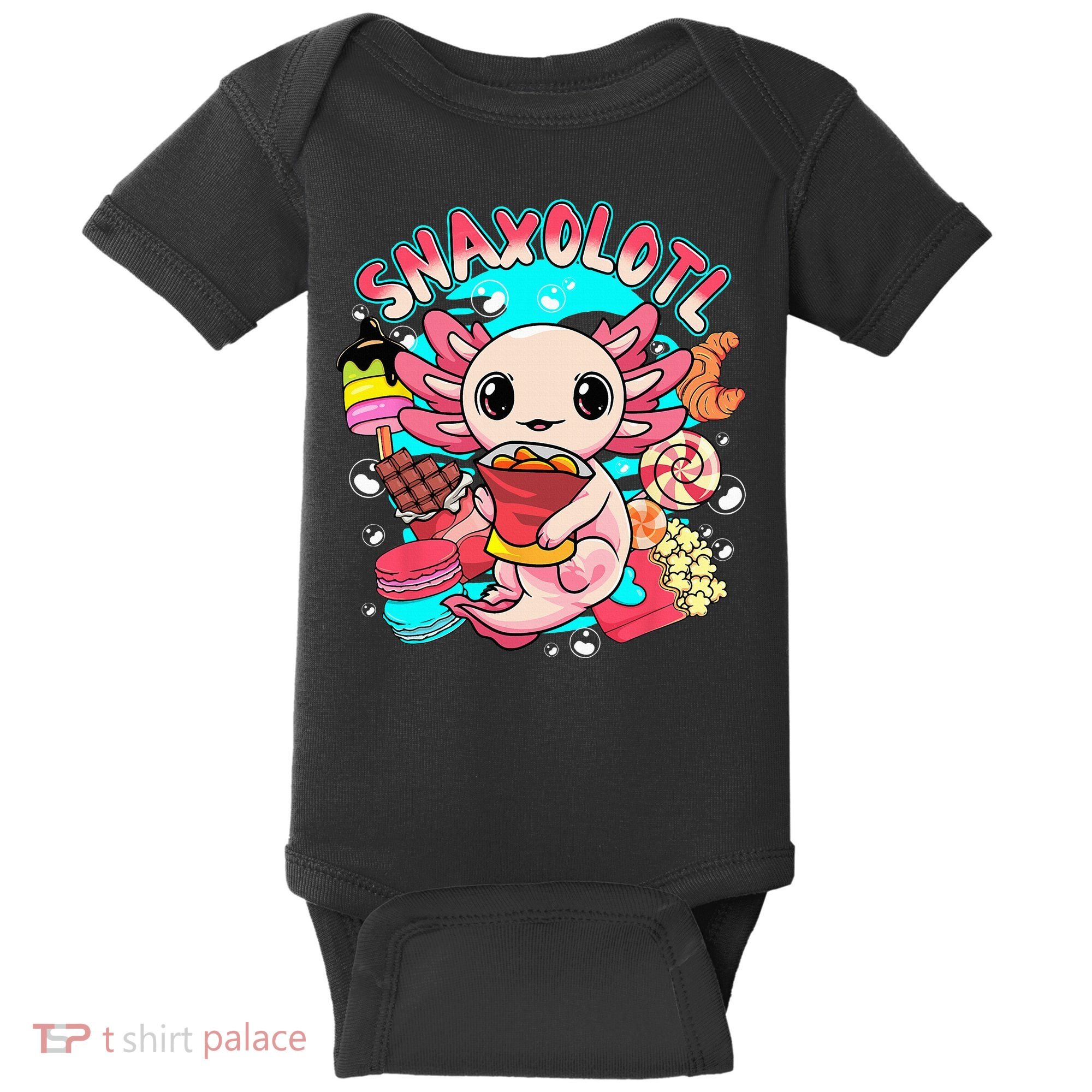 Cute Axolotl Lover Snaxolotl Food Sweets Baby Bodysuit