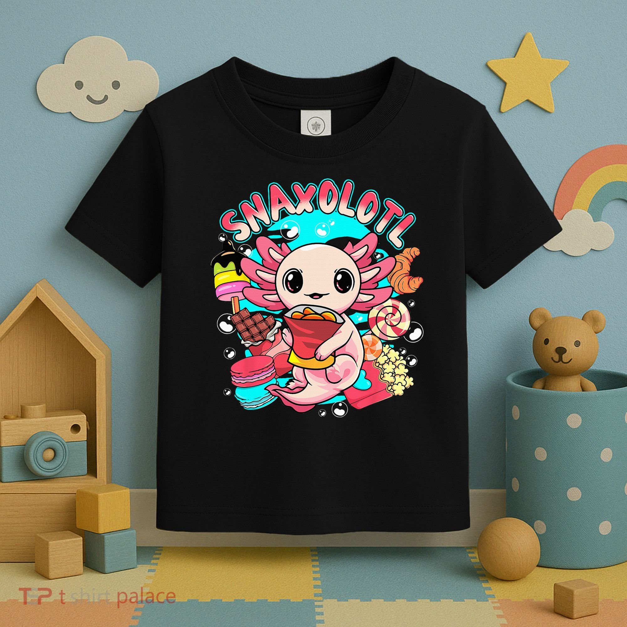 Cute Axolotl Lover Snaxolotl Food Sweets Toddler T-Shirt
