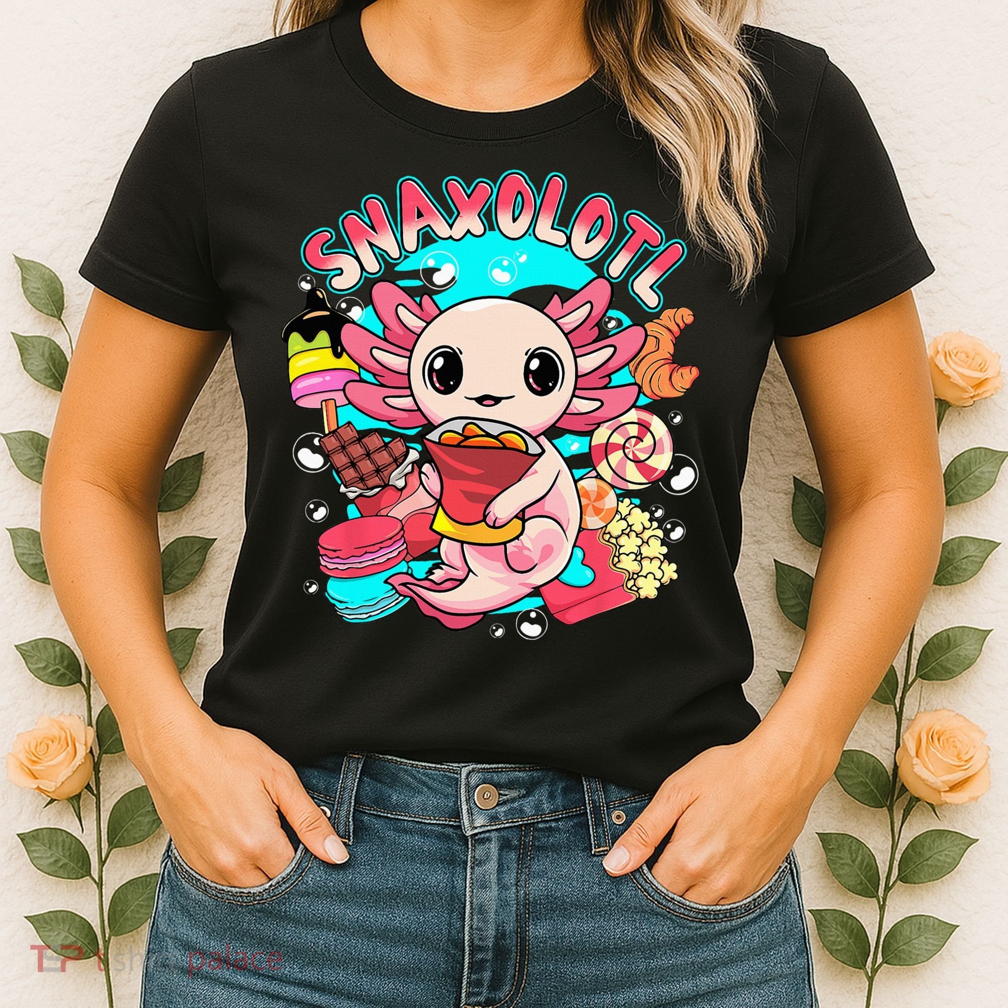 Cute Axolotl Lover Snaxolotl Food Sweets Women's T-Shirt