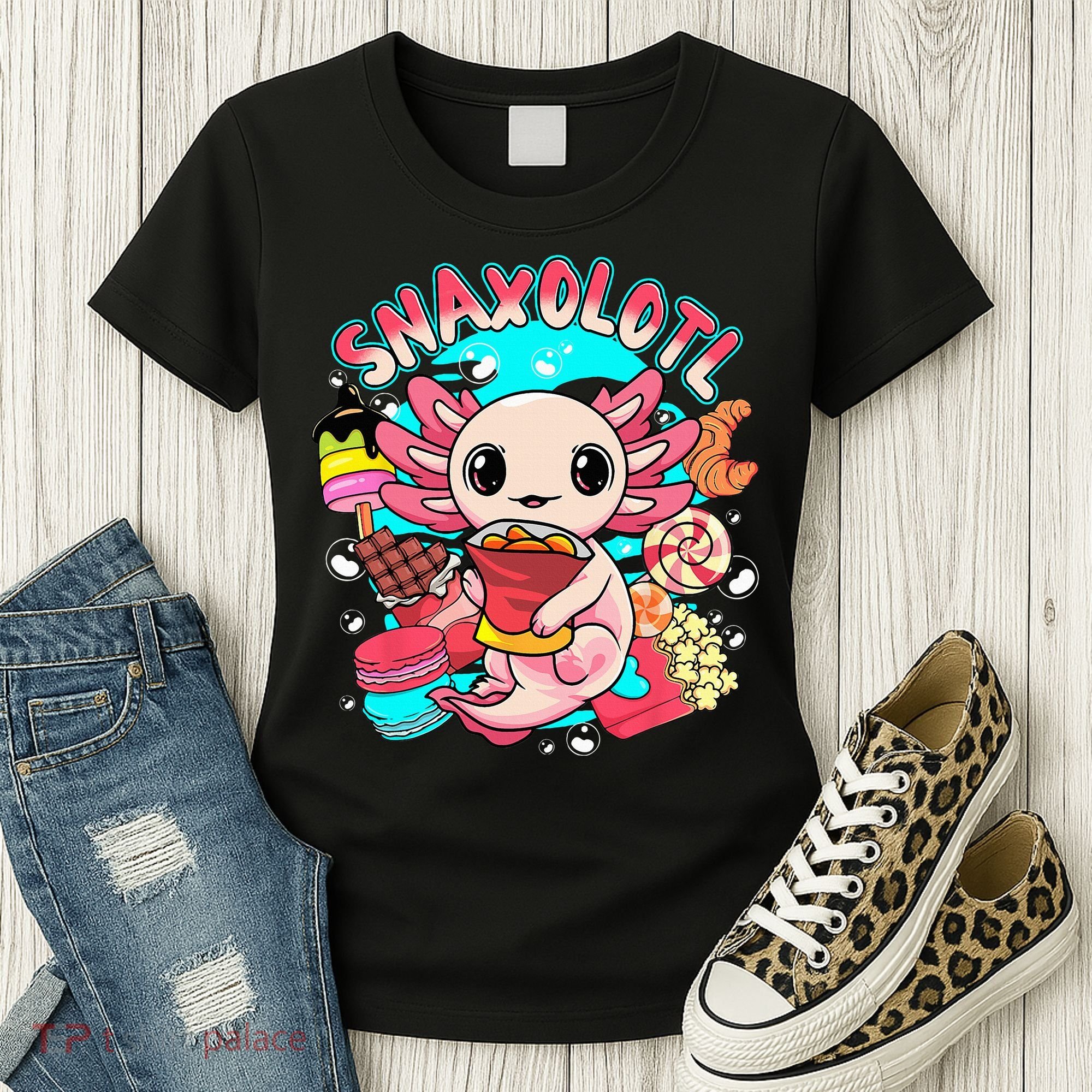 Cute Axolotl Lover Snaxolotl Food Sweets Women's T-Shirt