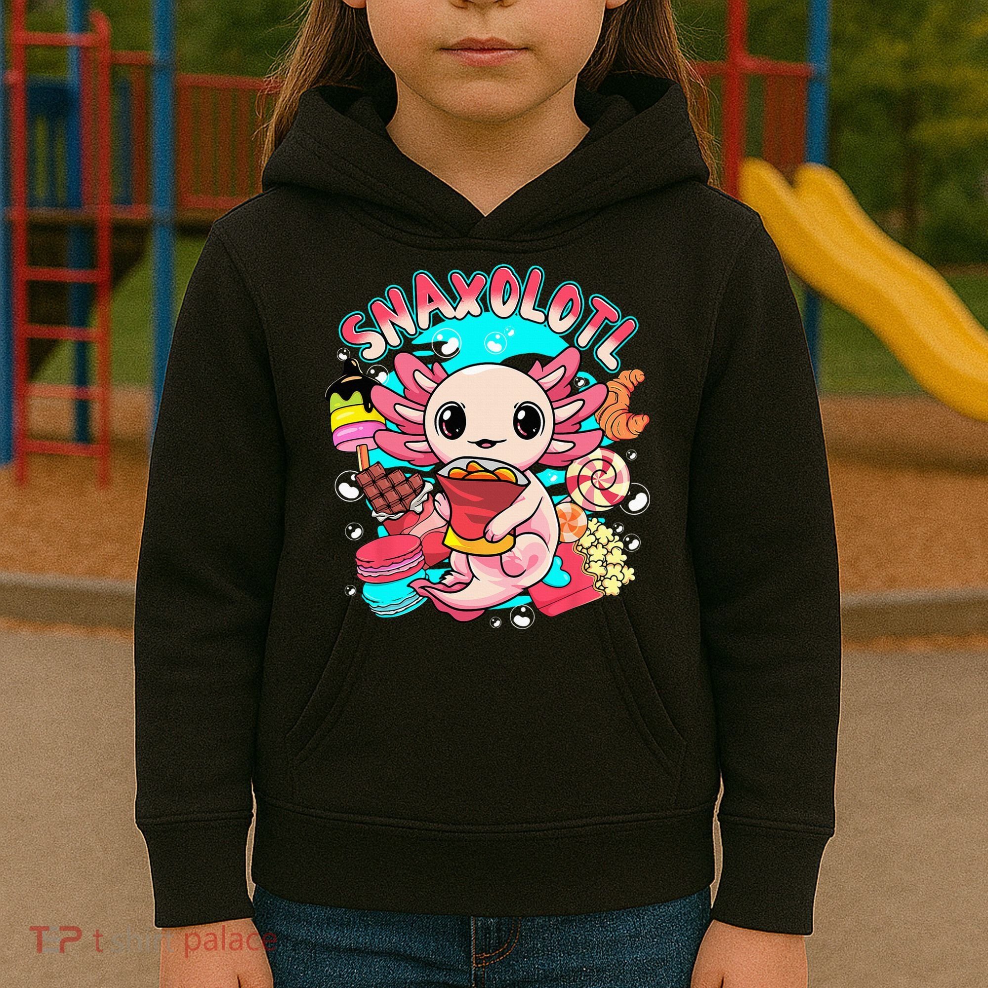 Cute Axolotl Lover Snaxolotl Food Sweets Kids Hoodie