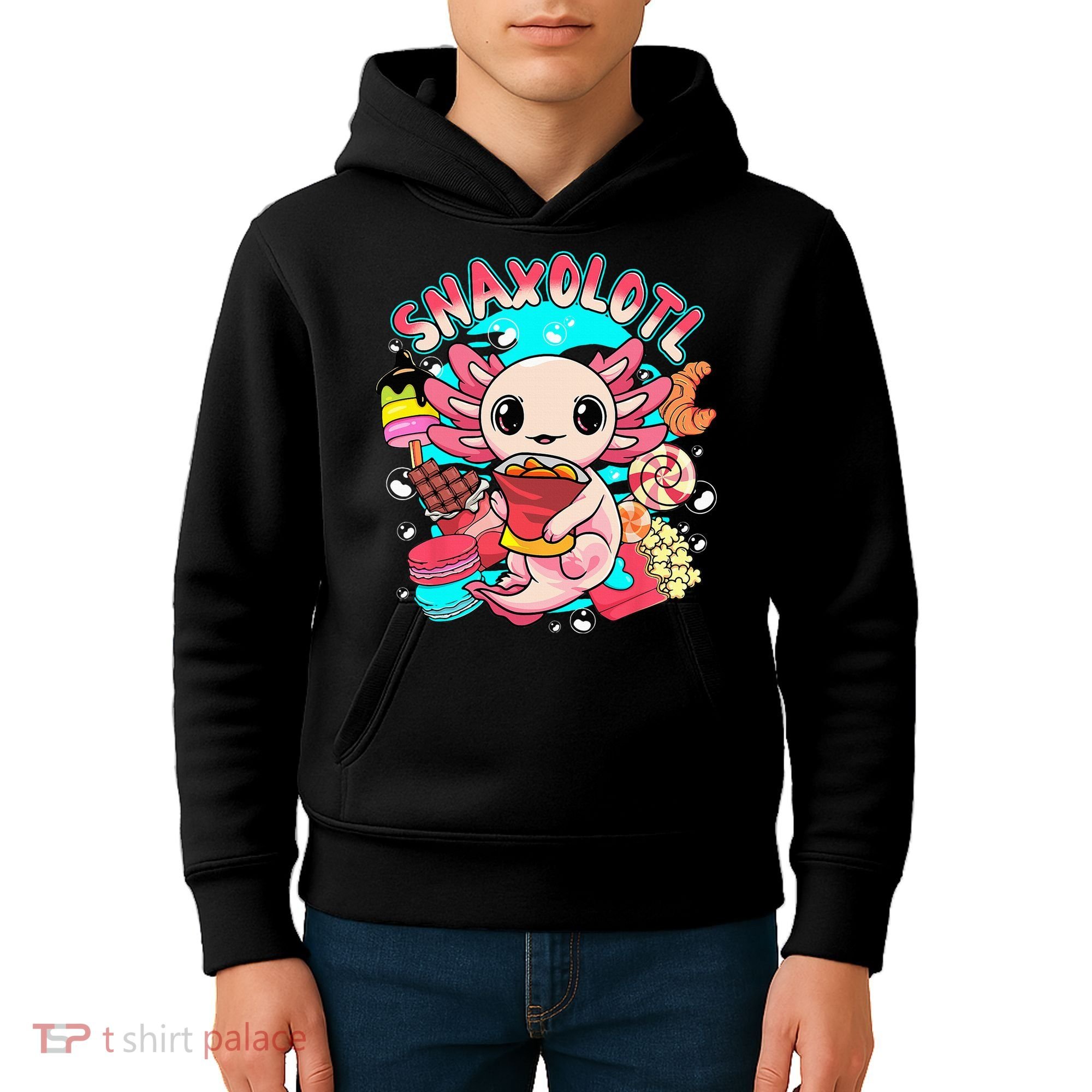 Cute Axolotl Lover Snaxolotl Food Sweets Kids Hoodie