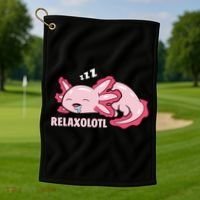 Cute Axolotl Lover Mexican Salamander Relaxolotl Gift Golf Towel thumb 1