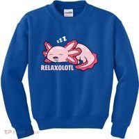 Cute Axolotl Lover Mexican Salamander Relaxolotl Gift Kids Sweatshirt thumb 0