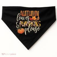 Cute Autumn Leaves And Pumpkins Please USA-Made Doggie Bandana thumb 0