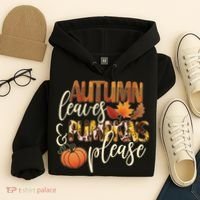 Cute Autumn Leaves And Pumpkins Please Hoodie thumb 4