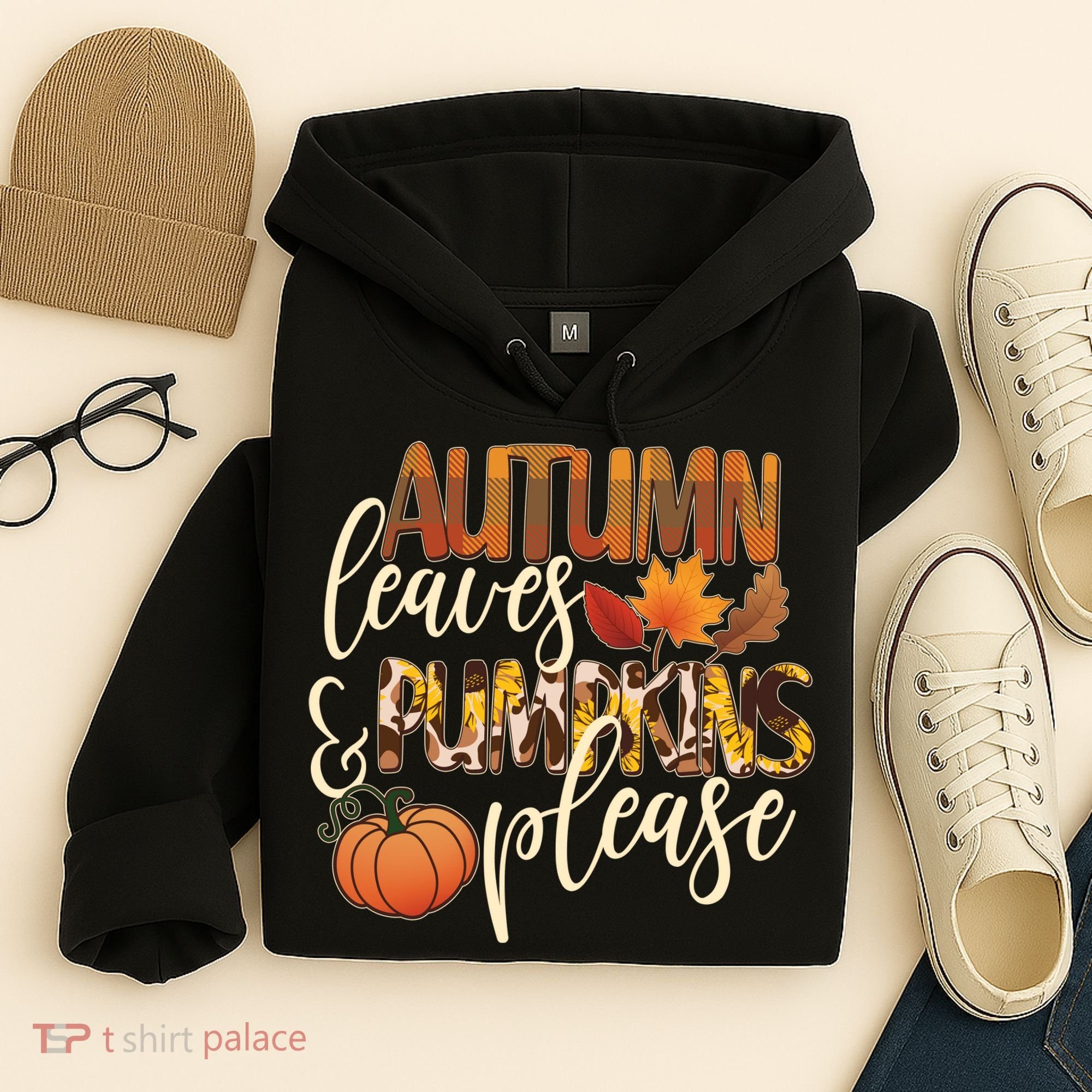 Cute Autumn Leaves And Pumpkins Please Hoodie