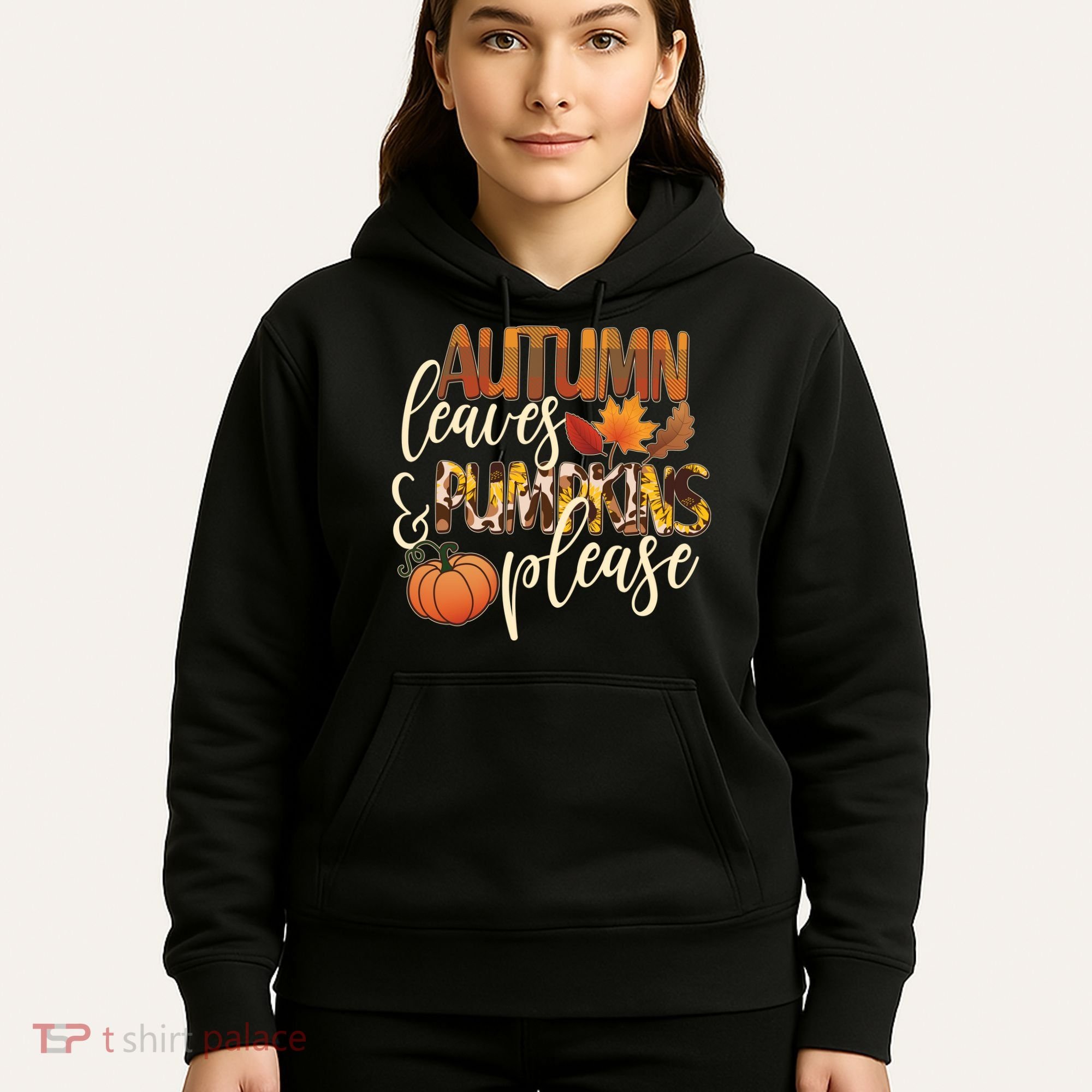 Cute Autumn Leaves And Pumpkins Please Hoodie