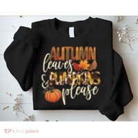 Cute Autumn Leaves And Pumpkins Please Sweatshirt thumb 2