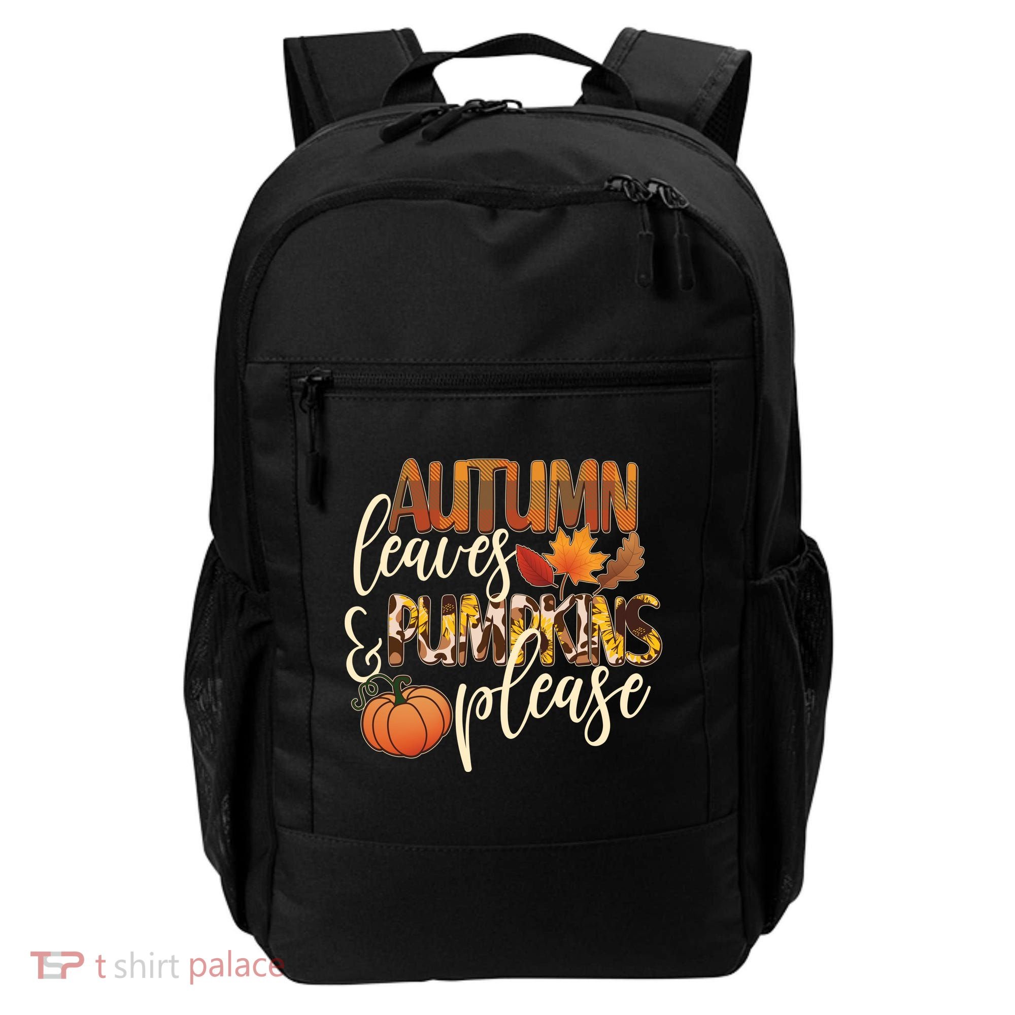 Cute Autumn Leaves And Pumpkins Please Backpack