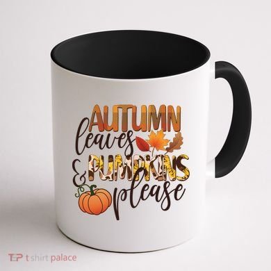 Cute Autumn Leaves And Pumpkins Please Coffee Mug back
