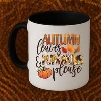 Cute Autumn Leaves And Pumpkins Please Coffee Mug thumb 2