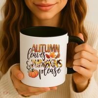 Cute Autumn Leaves And Pumpkins Please Coffee Mug thumb 3