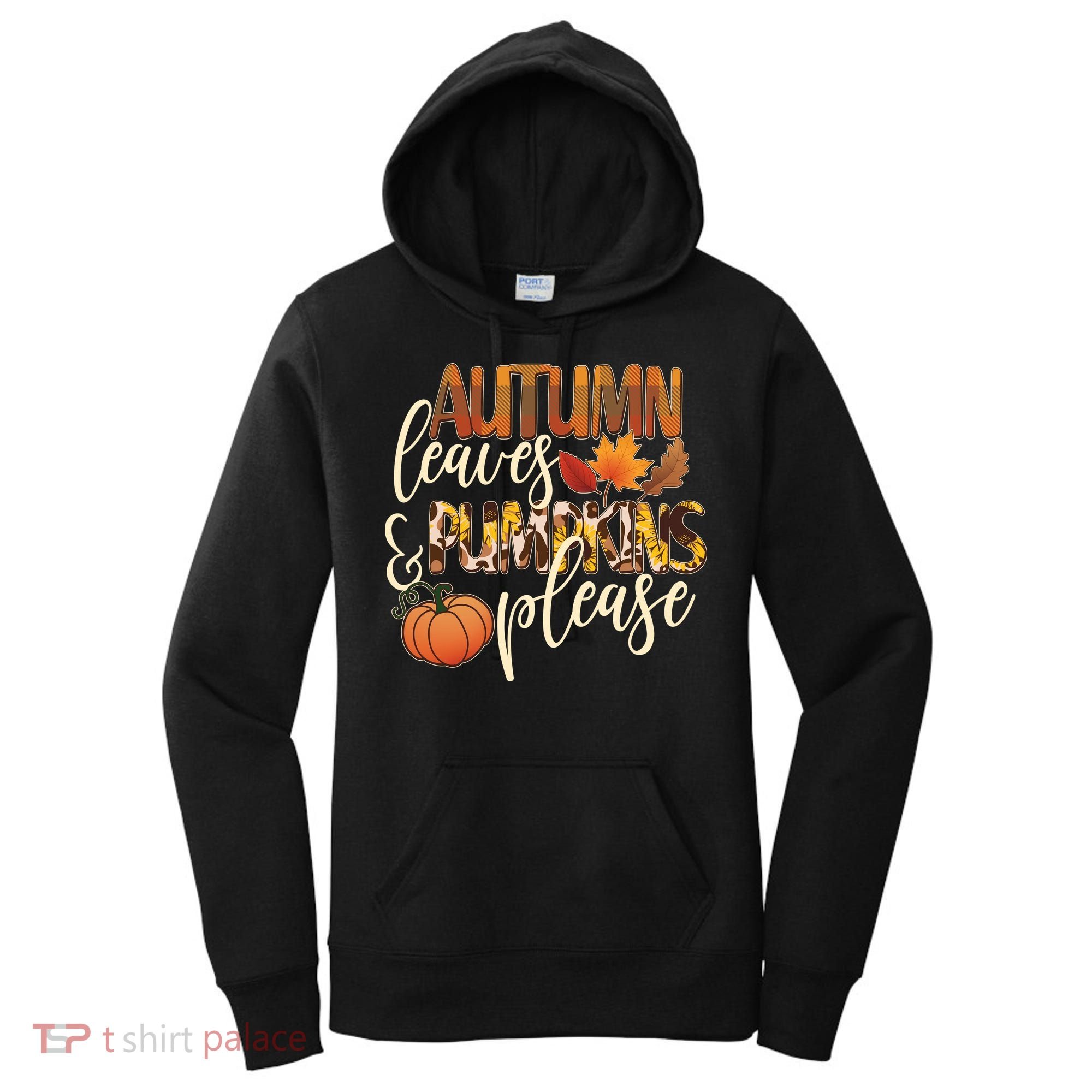 Cute Autumn Leaves And Pumpkins Please Women's Hoodie