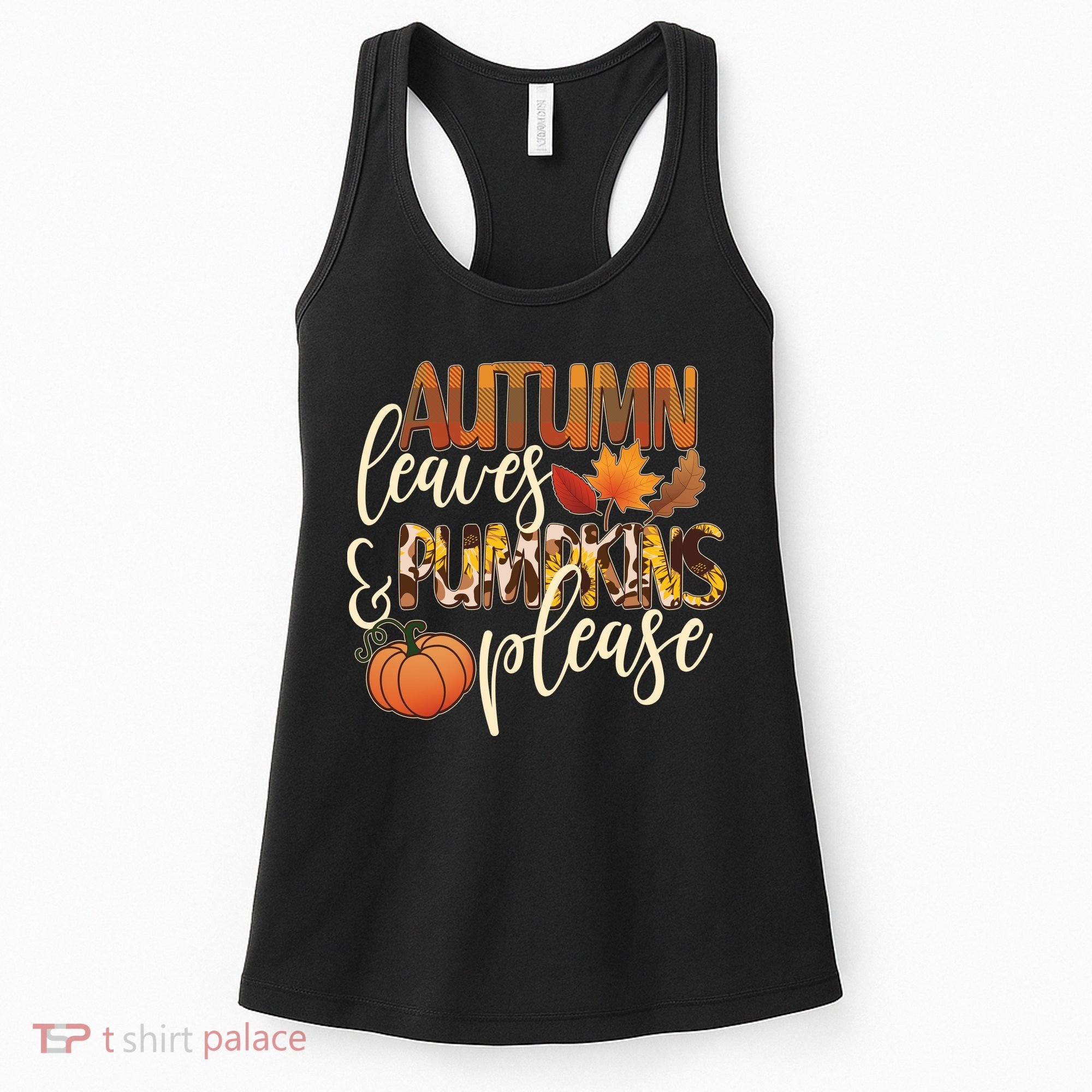 Cute Autumn Leaves And Pumpkins Please Women's Tank Top
