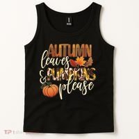 Cute Autumn Leaves And Pumpkins Please Tank Top thumb 2