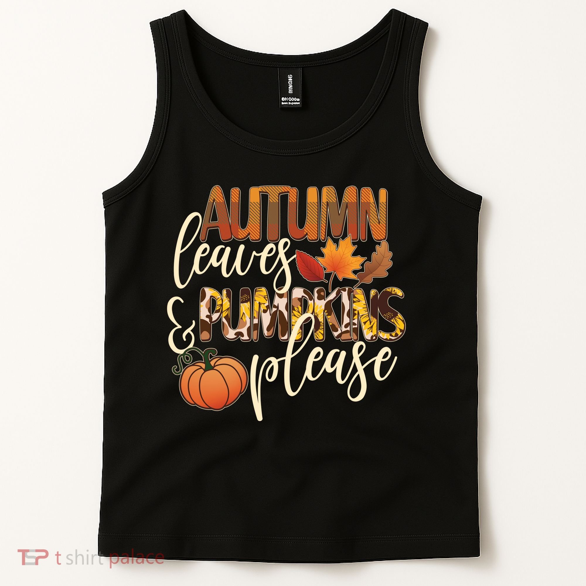 Cute Autumn Leaves And Pumpkins Please Tank Top