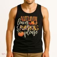 Cute Autumn Leaves And Pumpkins Please Tank Top thumb 3