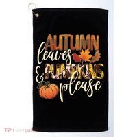 Cute Autumn Leaves And Pumpkins Please Golf Towel thumb 0
