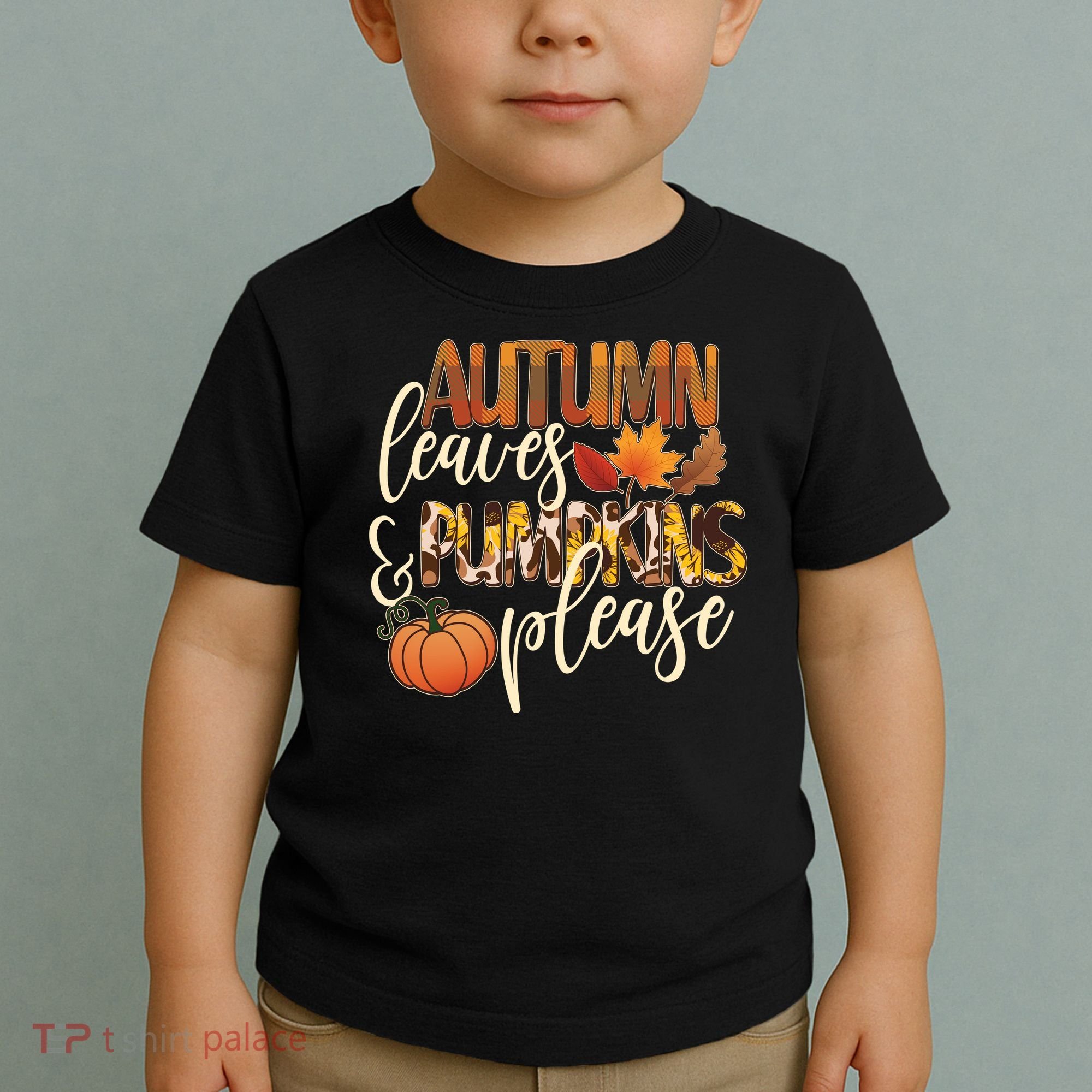 Cute Autumn Leaves And Pumpkins Please Toddler T-Shirt
