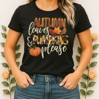 Cute Autumn Leaves And Pumpkins Please Women's T-Shirt thumb 2