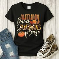 Cute Autumn Leaves And Pumpkins Please Women's T-Shirt thumb 3