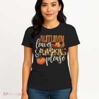 Cute Autumn Leaves And Pumpkins Please Women's T-Shirt thumb 4