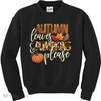 Cute Autumn Leaves And Pumpkins Please Kids Sweatshirt thumb 0