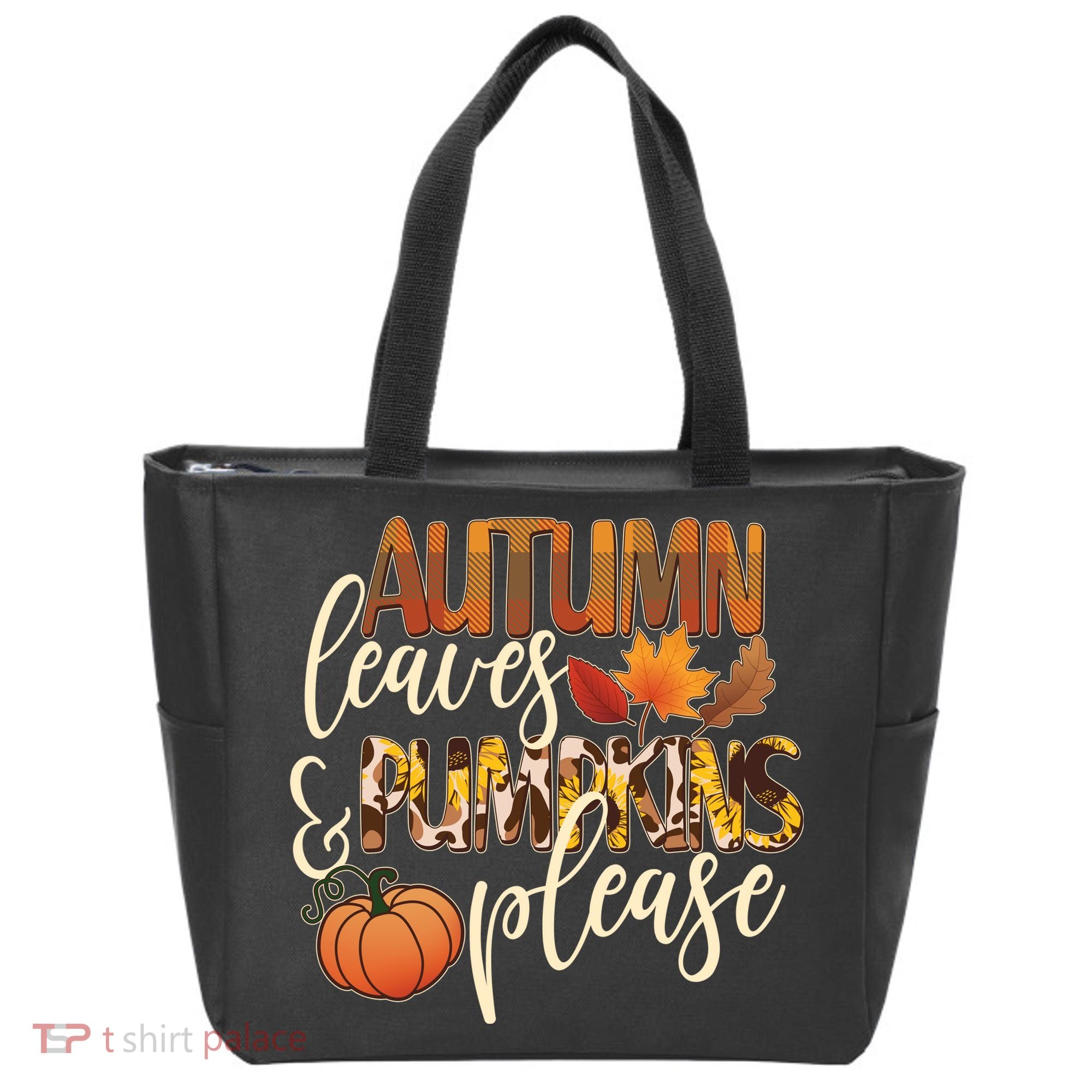Cute Autumn Leaves And Pumpkins Please Tote Bag