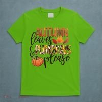 Cute Autumn Leaves And Pumpkins Please T-Shirt thumb 5