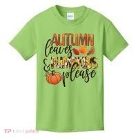 Cute Autumn Leaves And Pumpkins Please Kids T-Shirt thumb 0
