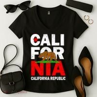 Cali California Republic Logo Women's V-Neck T-Shirt thumb 2