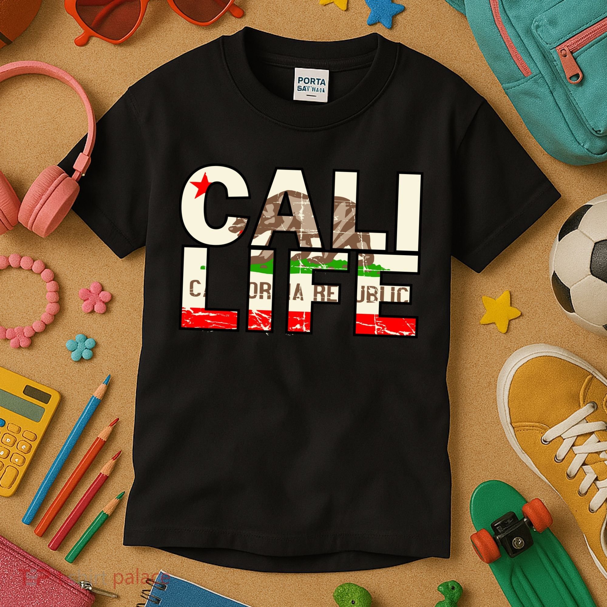 Cali Life Logo Flag Kids T-Shirt