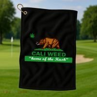 Cali Weed California Republic Flag Golf Towel thumb 1