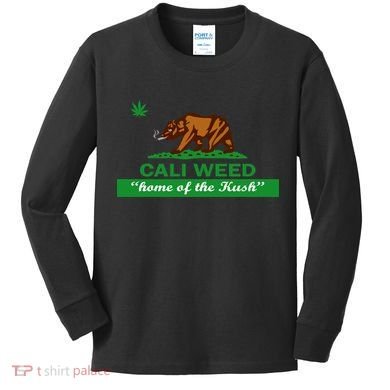 Cali Weed California Republic Flag Kids Long Sleeve Shirt