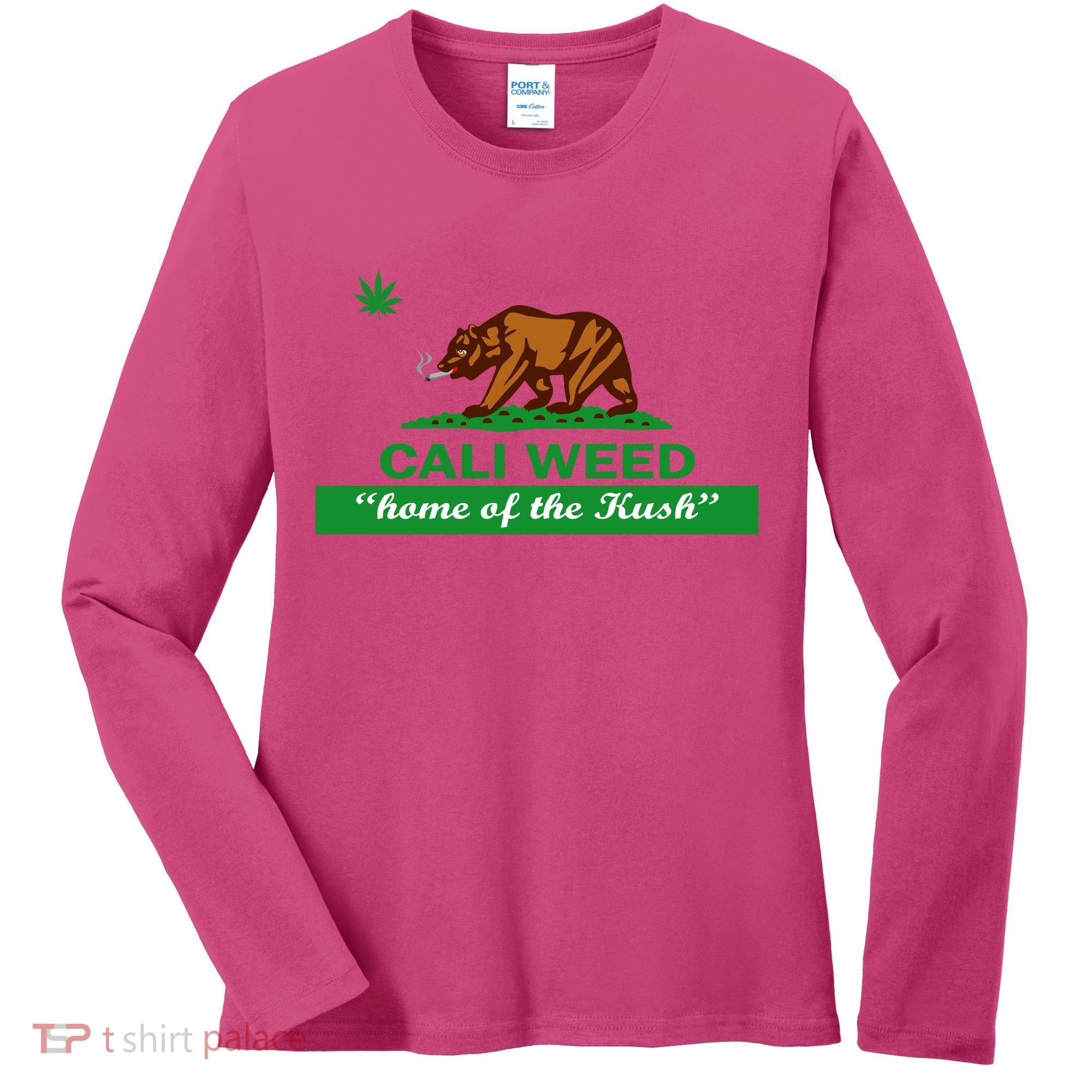 Cali Weed California Republic Flag Women's Long Sleeve Shirt