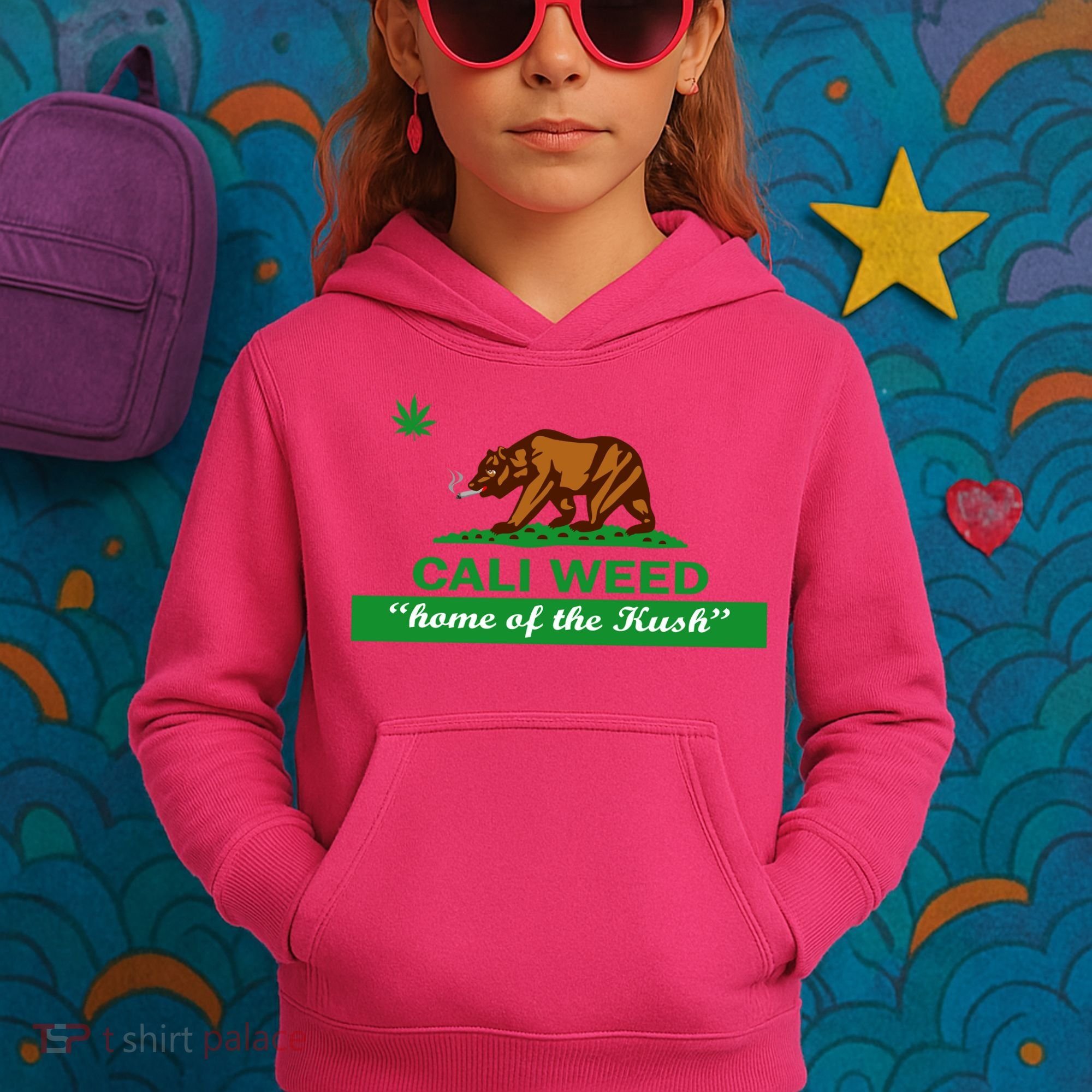 Cali Weed California Republic Flag Kids Hoodie