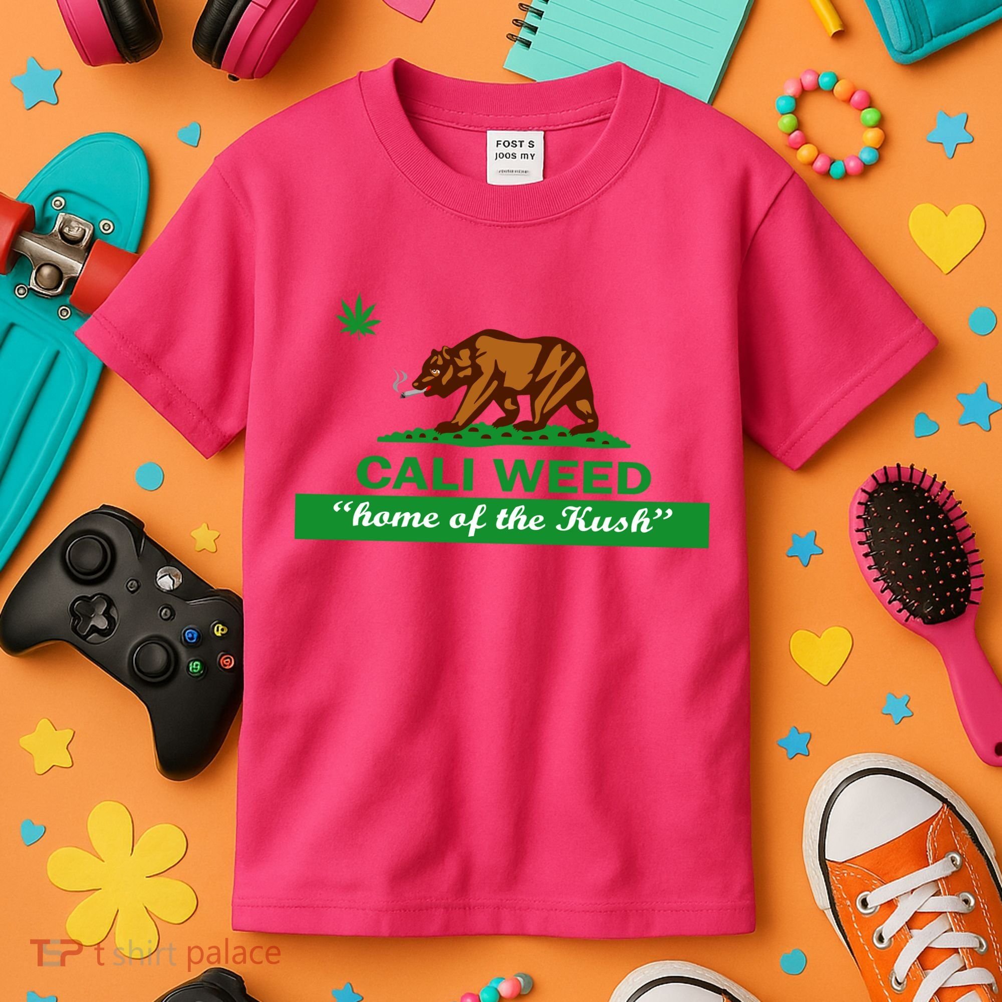 Cali Weed California Republic Flag Kids T-Shirt