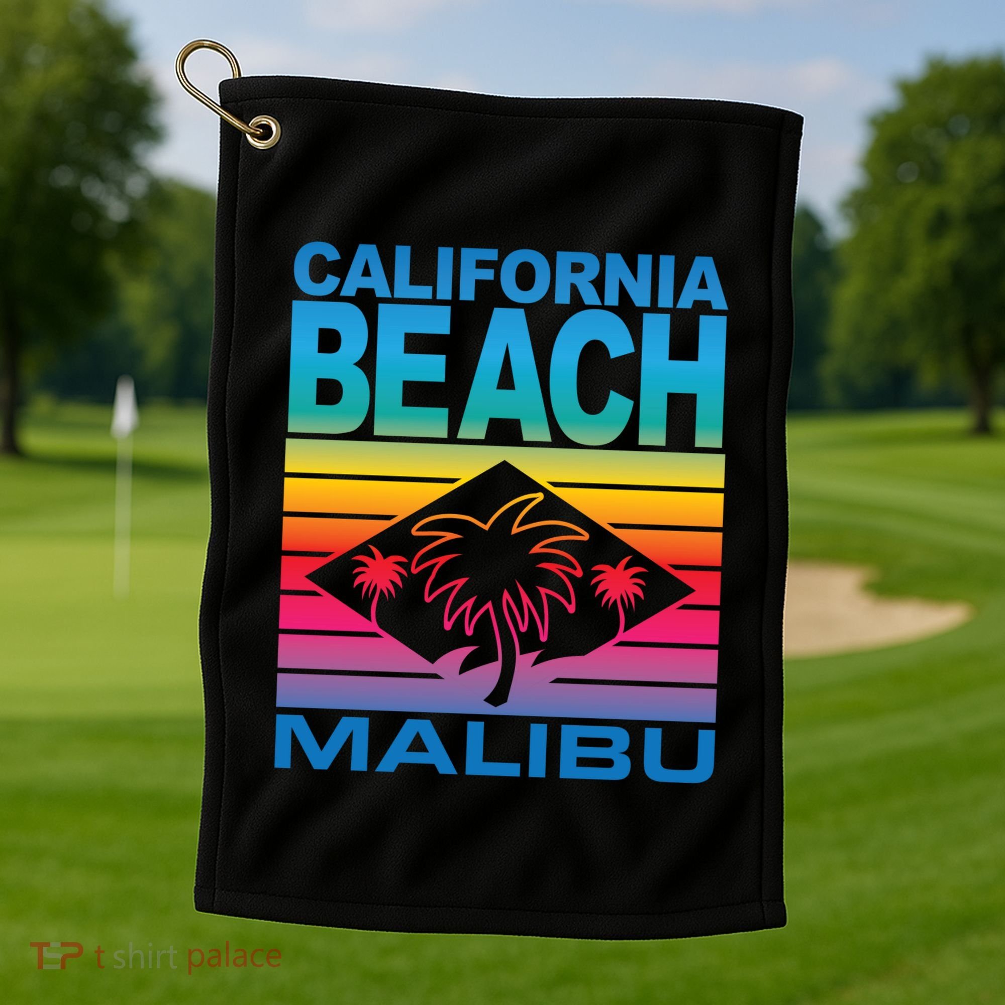 California Beach Retro Vibes Golf Towel