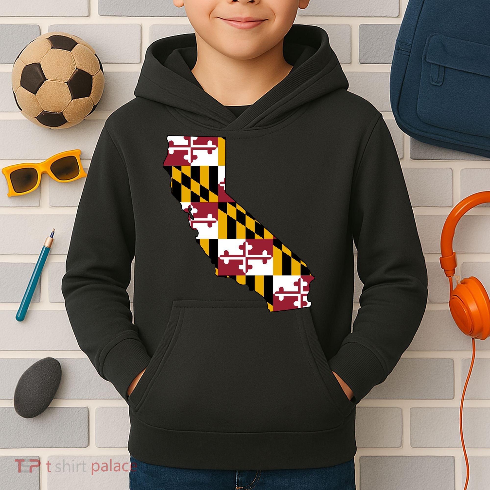 California Maryland Flag Kids Hoodie