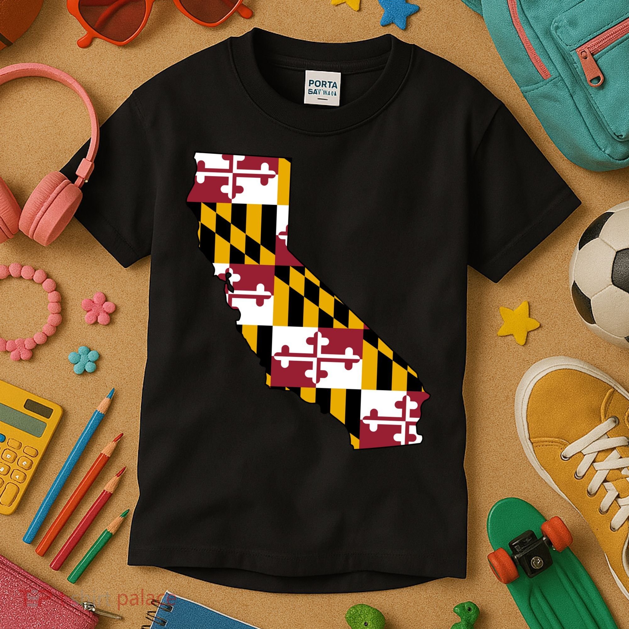 California Maryland Flag Kids T-Shirt