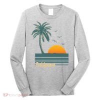 California Palm Tree Sunset Beach Long Sleeve Shirt thumb 0