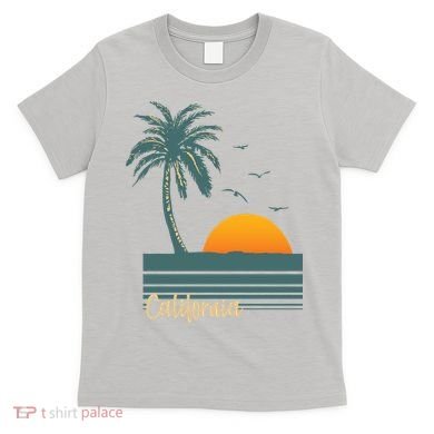 California Palm Tree Sunset Beach T-Shirt