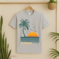 California Palm Tree Sunset Beach T-Shirt thumb 2