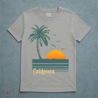 California Palm Tree Sunset Beach T-Shirt thumb 5