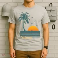 California Palm Tree Sunset Beach T-Shirt thumb 6