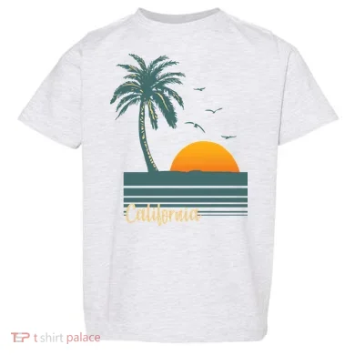 California Palm Tree Sunset Beach Toddler T-Shirt