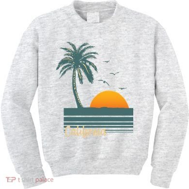 California Palm Tree Sunset Beach Kids Sweatshirt