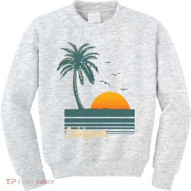 California Palm Tree Sunset Beach Kids Sweatshirt