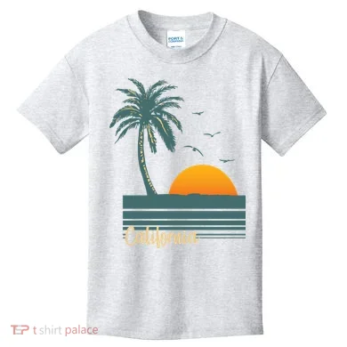 California Palm Tree Sunset Beach Kids T-Shirt